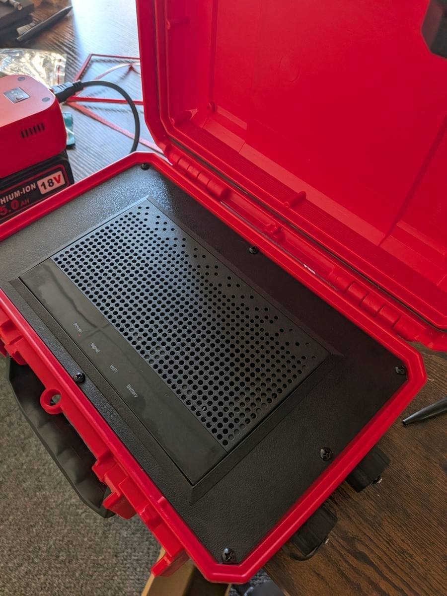 Dragon enclosure, red rugged case, open